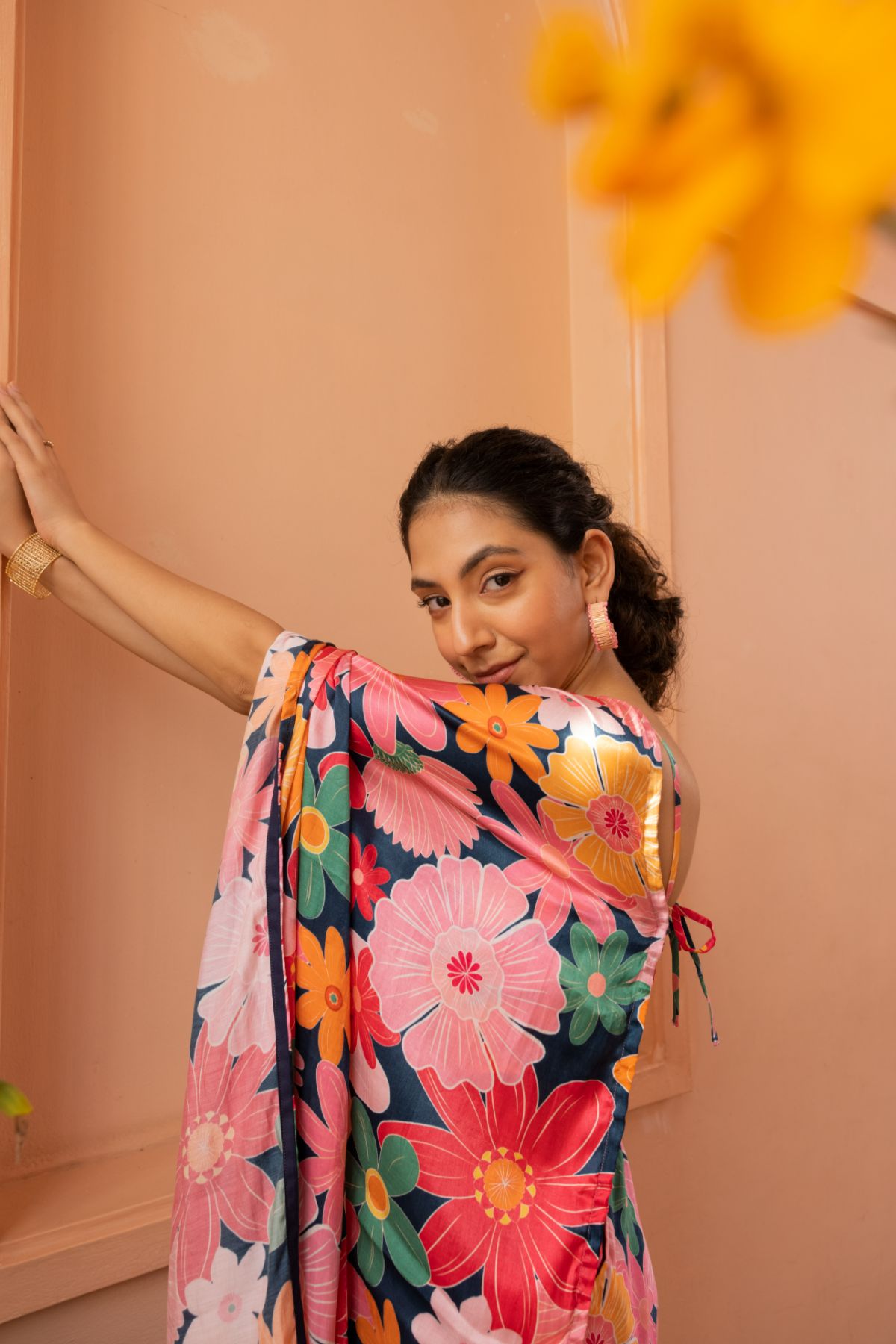 Rhythm Saree - Mosaic Pink Print