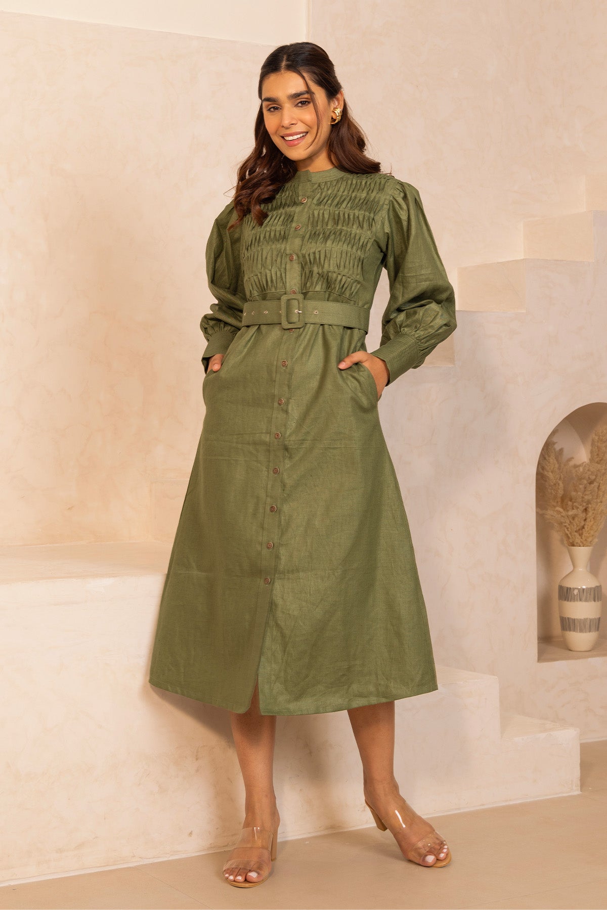Groove Dress - 100% Hemp Olive
