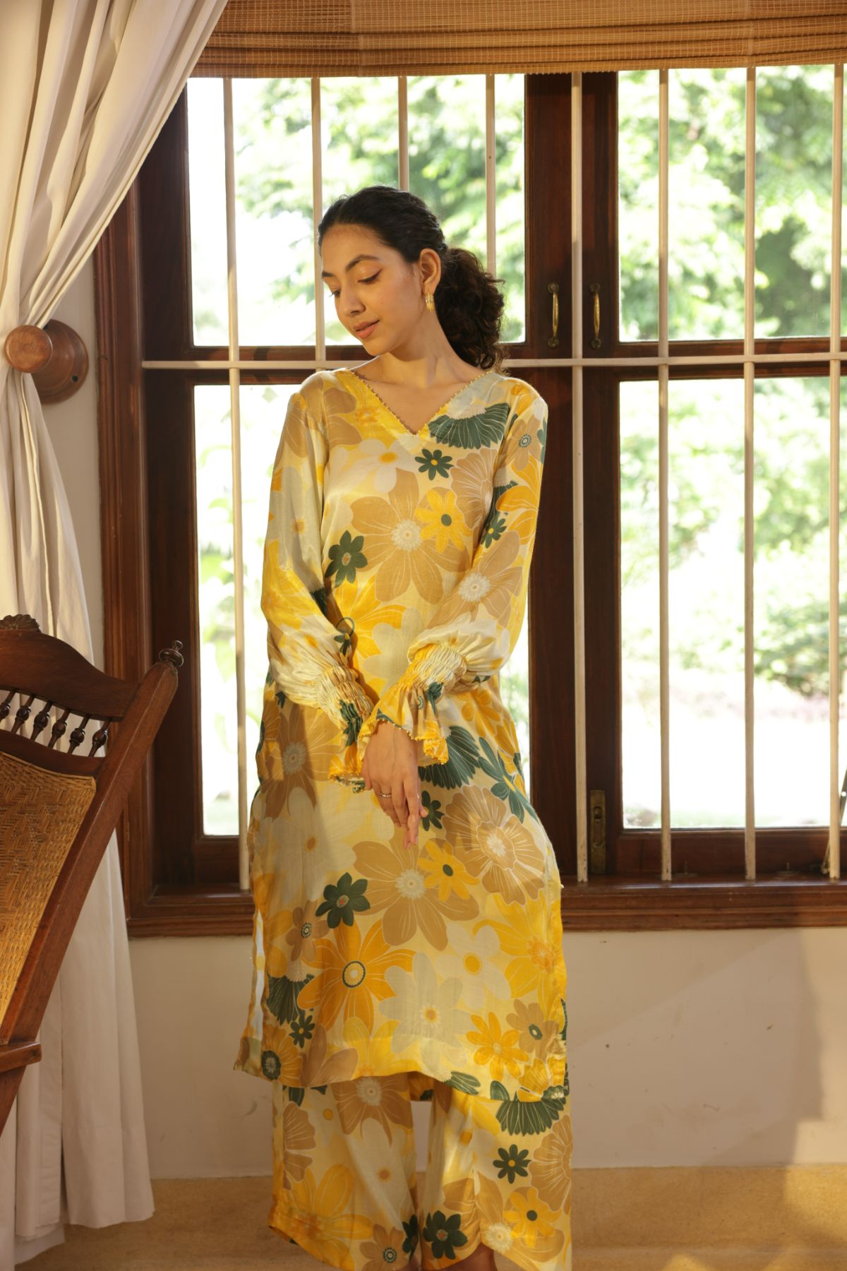 ZIMAL ELEGANT PLUM LONG RAYON KURTA