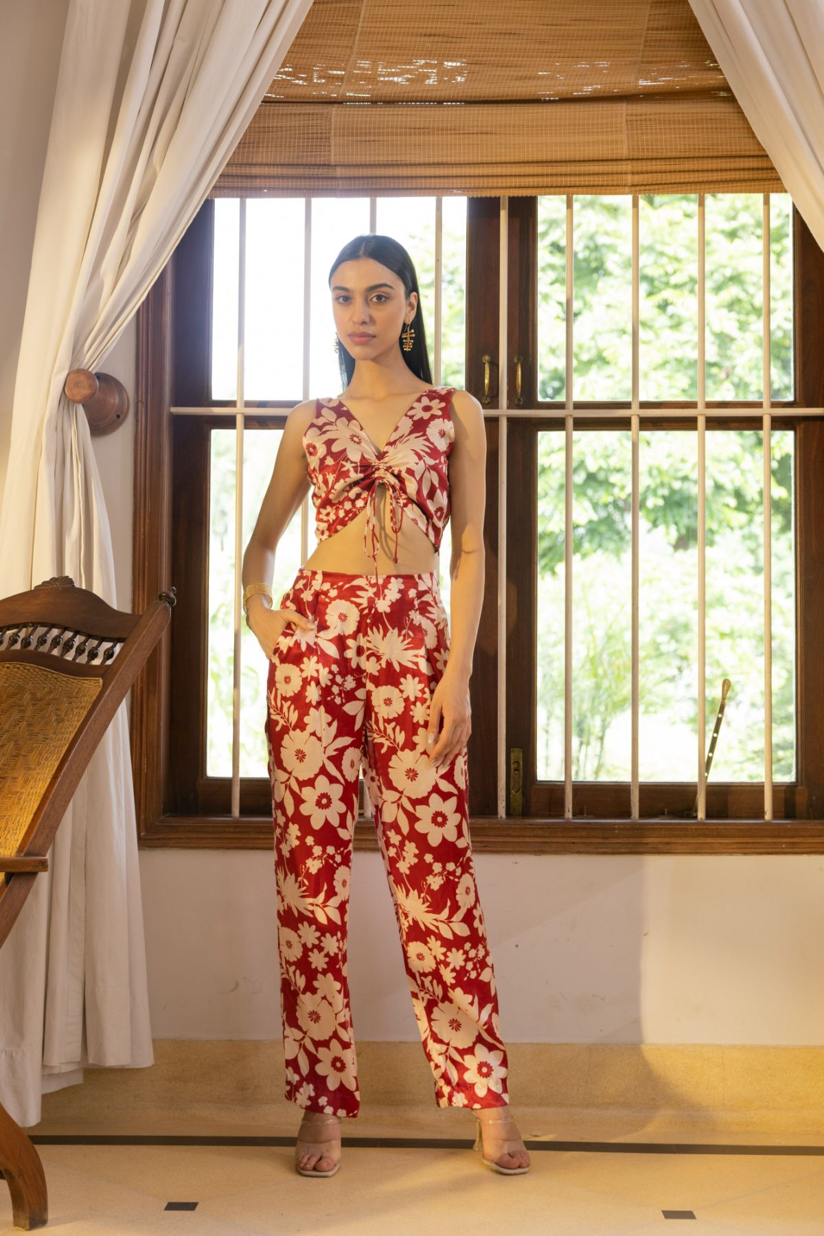 Crimson Co-ord Set - Oasis Red Print (Set of 2)