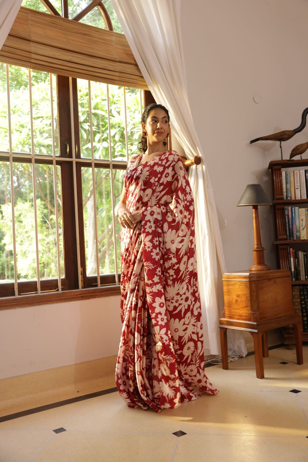 Rhythm Saree & Blouse - Oasis Red Print (Set of 2)