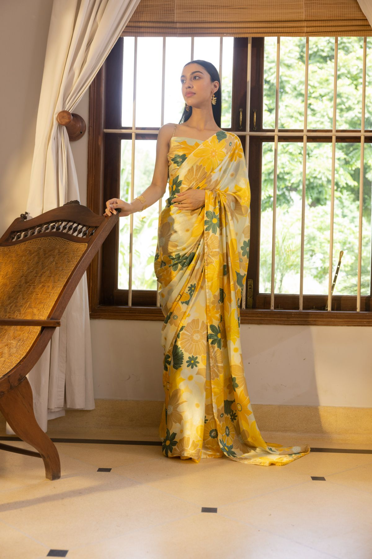 Rhythm Saree - Mosaic Yellow Print