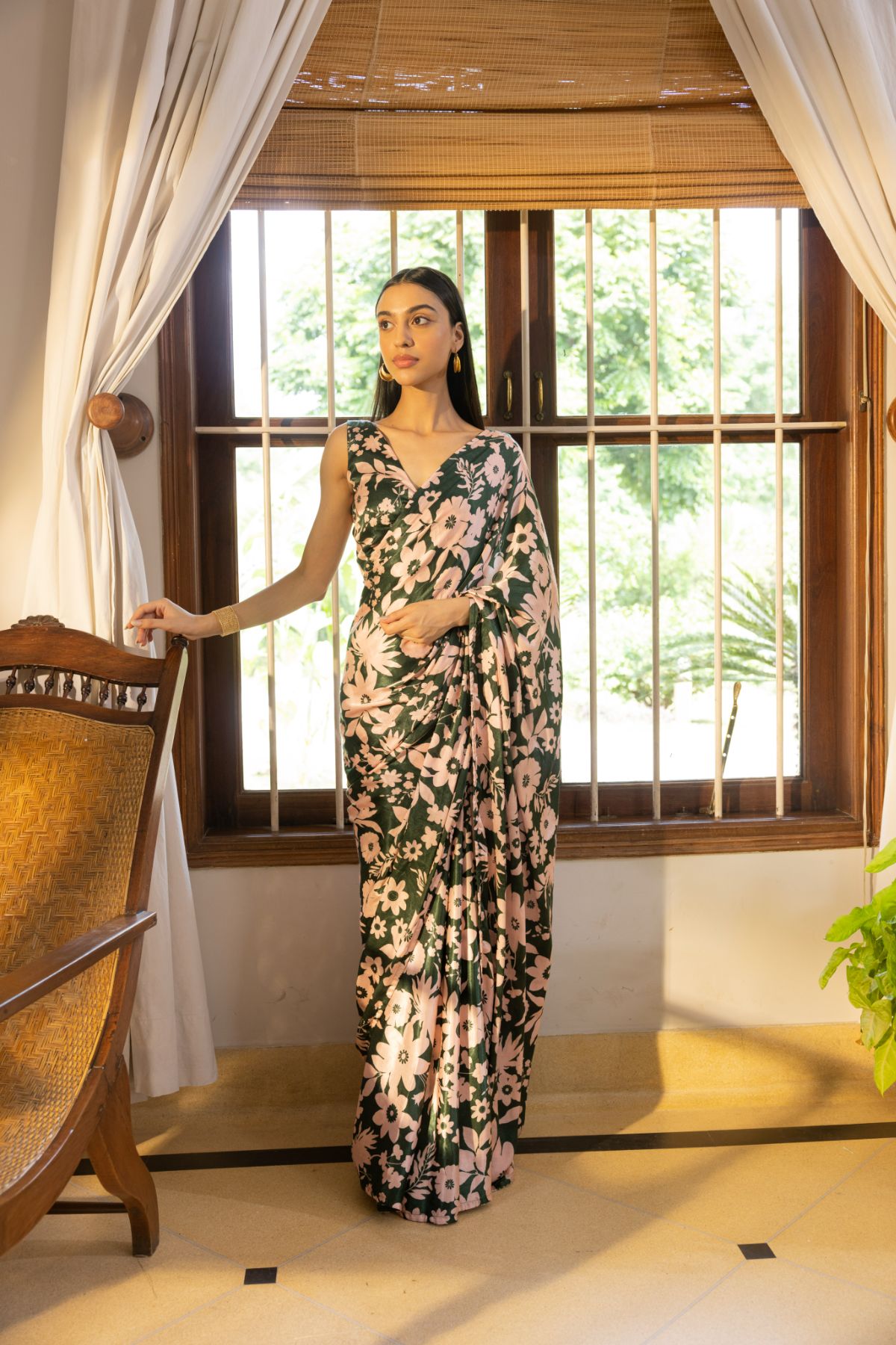 Rhythm Saree - Oasis Green Print