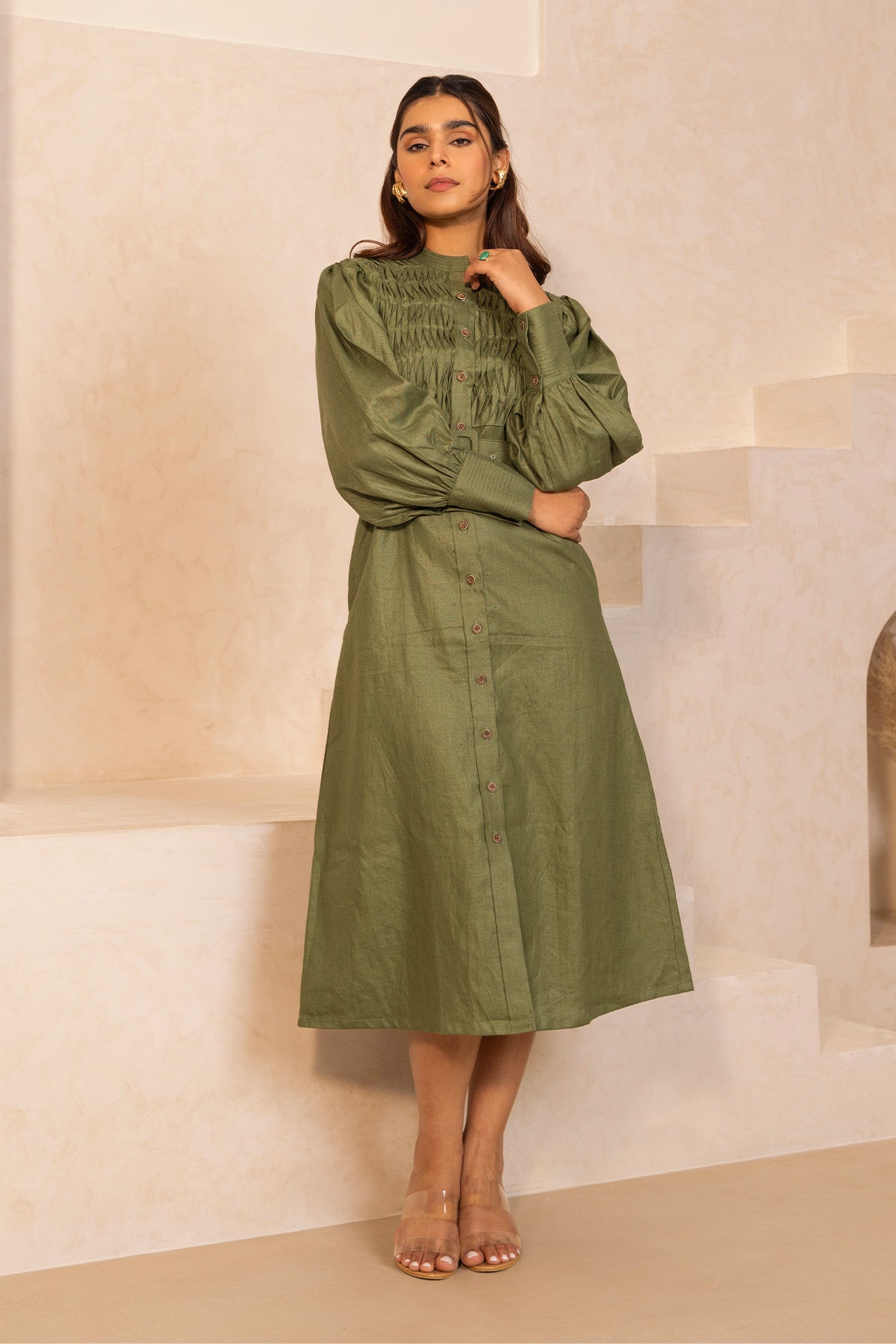 Groove Dress - 100% Hemp Olive
