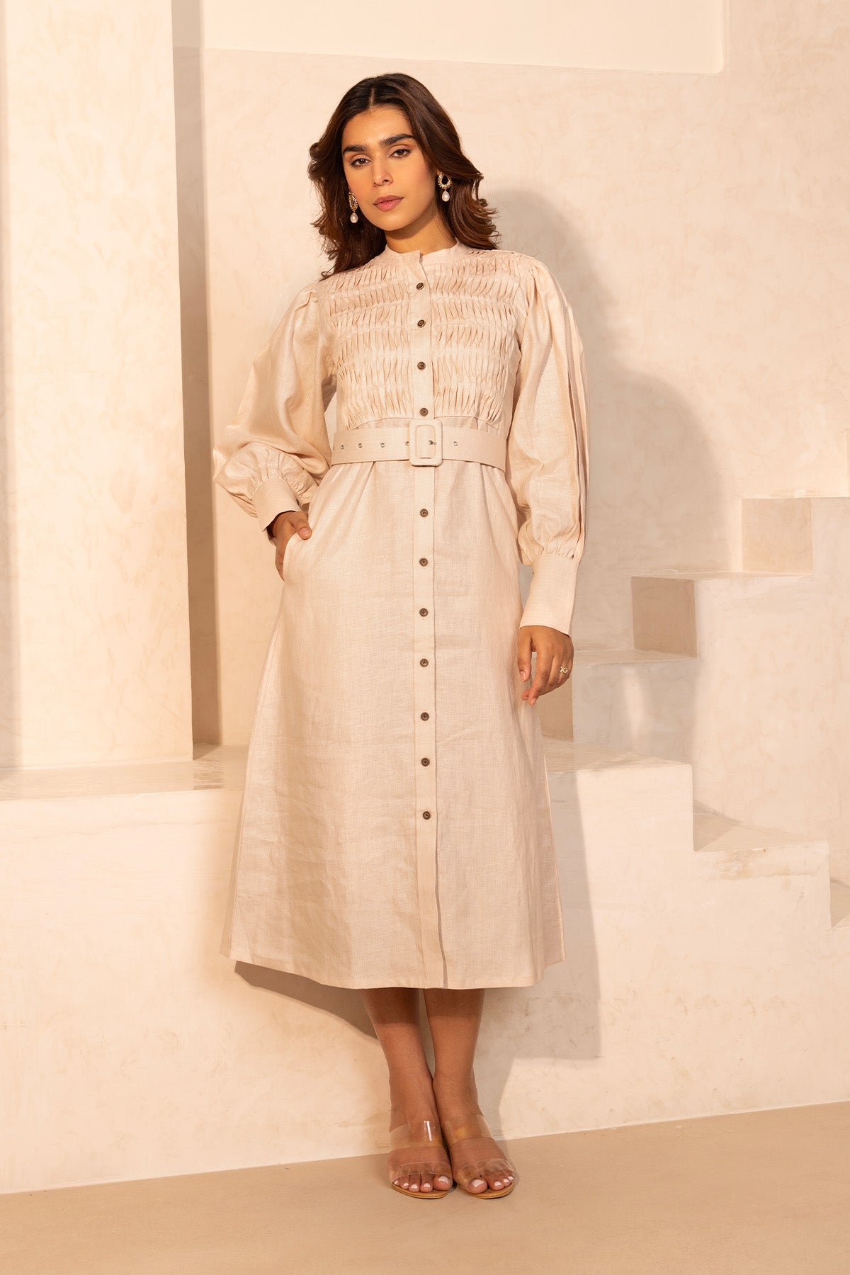 Groove Dress -  100% Hemp Beige