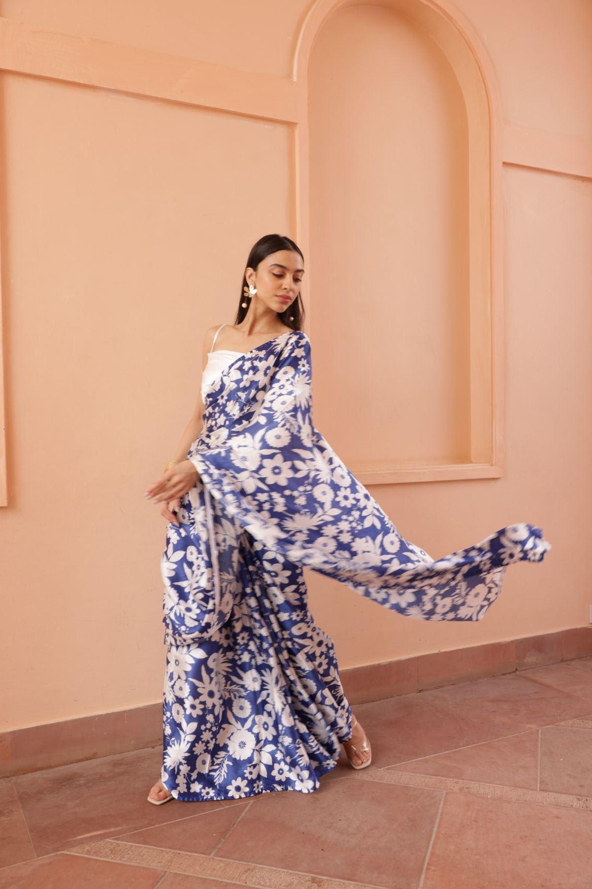 Rhythm Saree - Oasis Blue Print