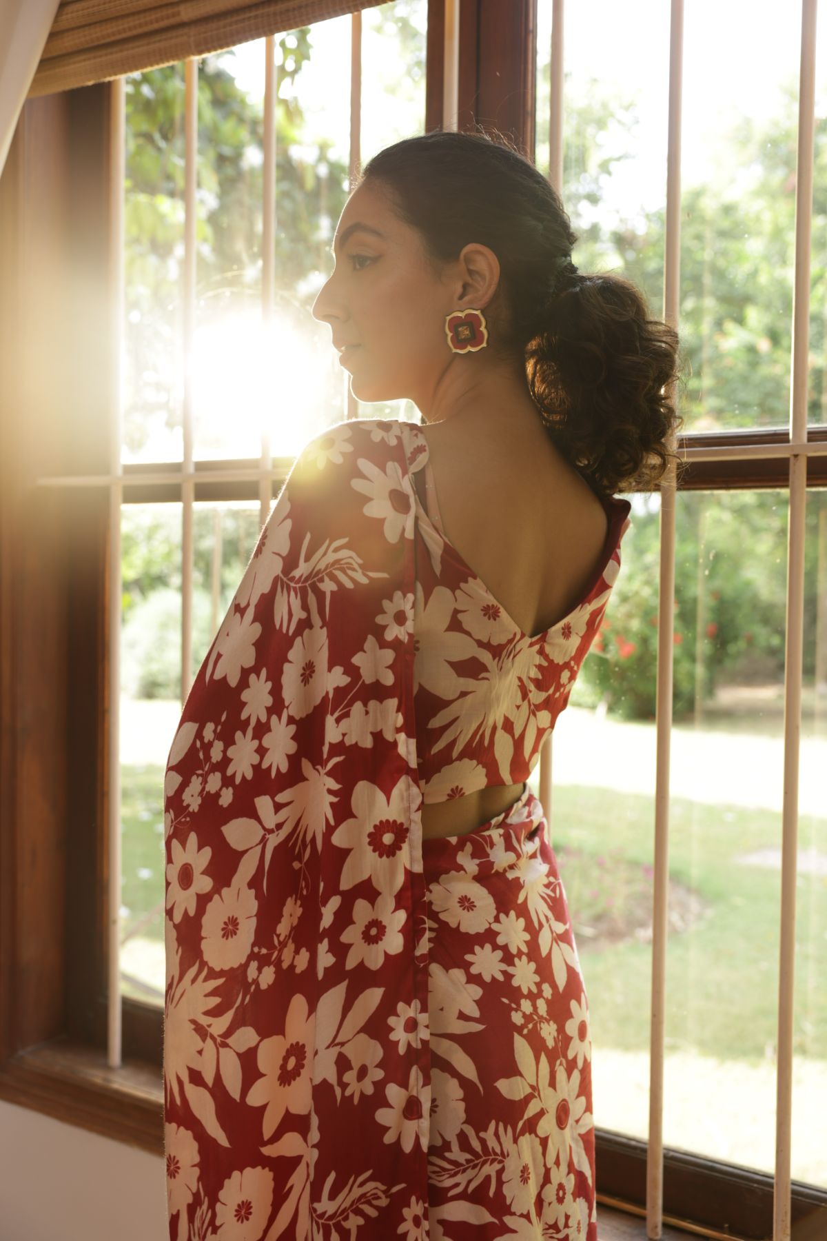 Rhythm Saree - Oasis Red Print