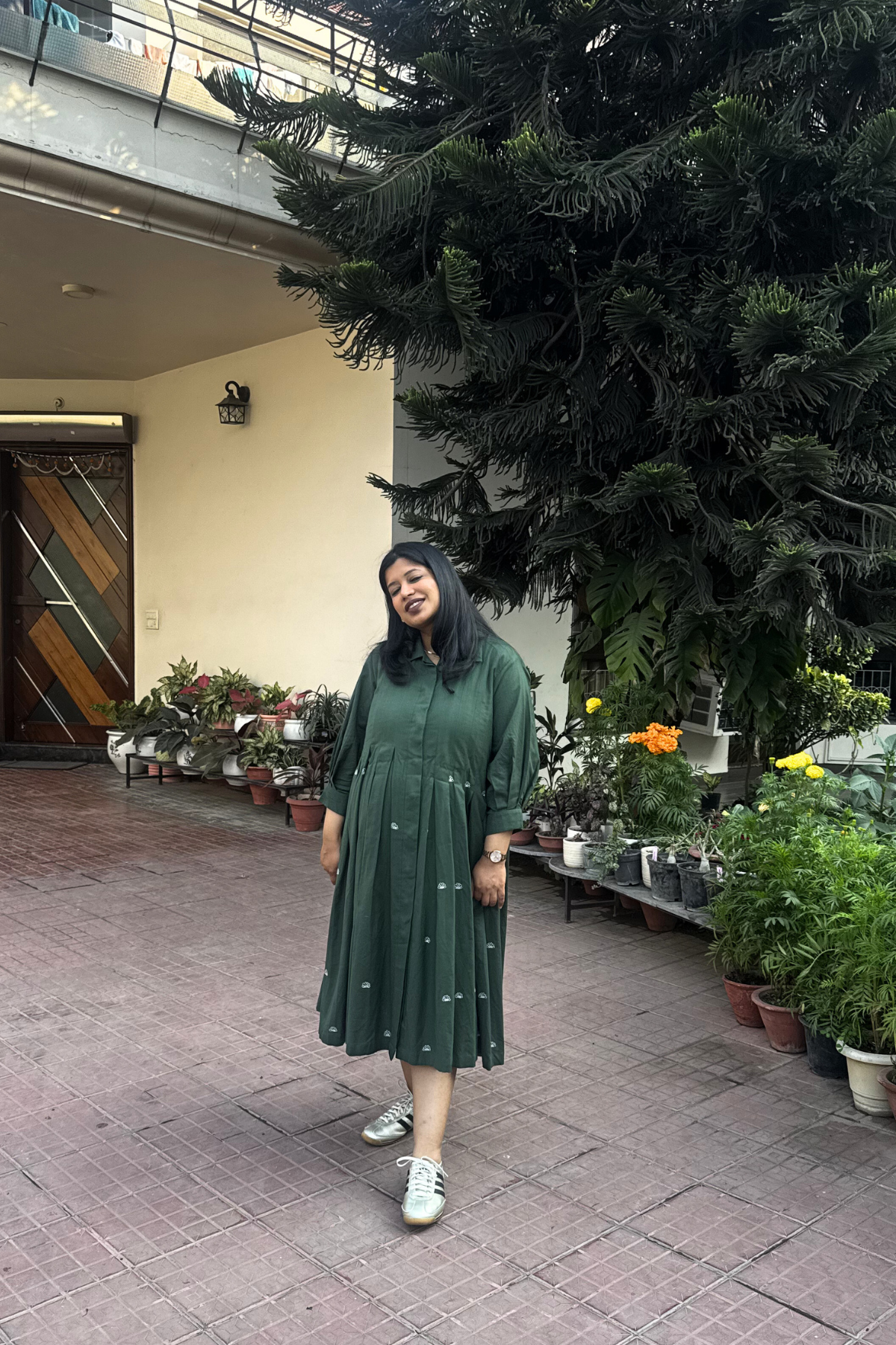 Sonal X Mangrove Dress - Basil Green