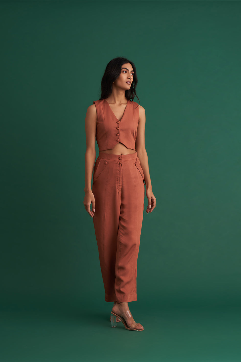 Vest Pants Brown Co-ord Set - (Set of 2)