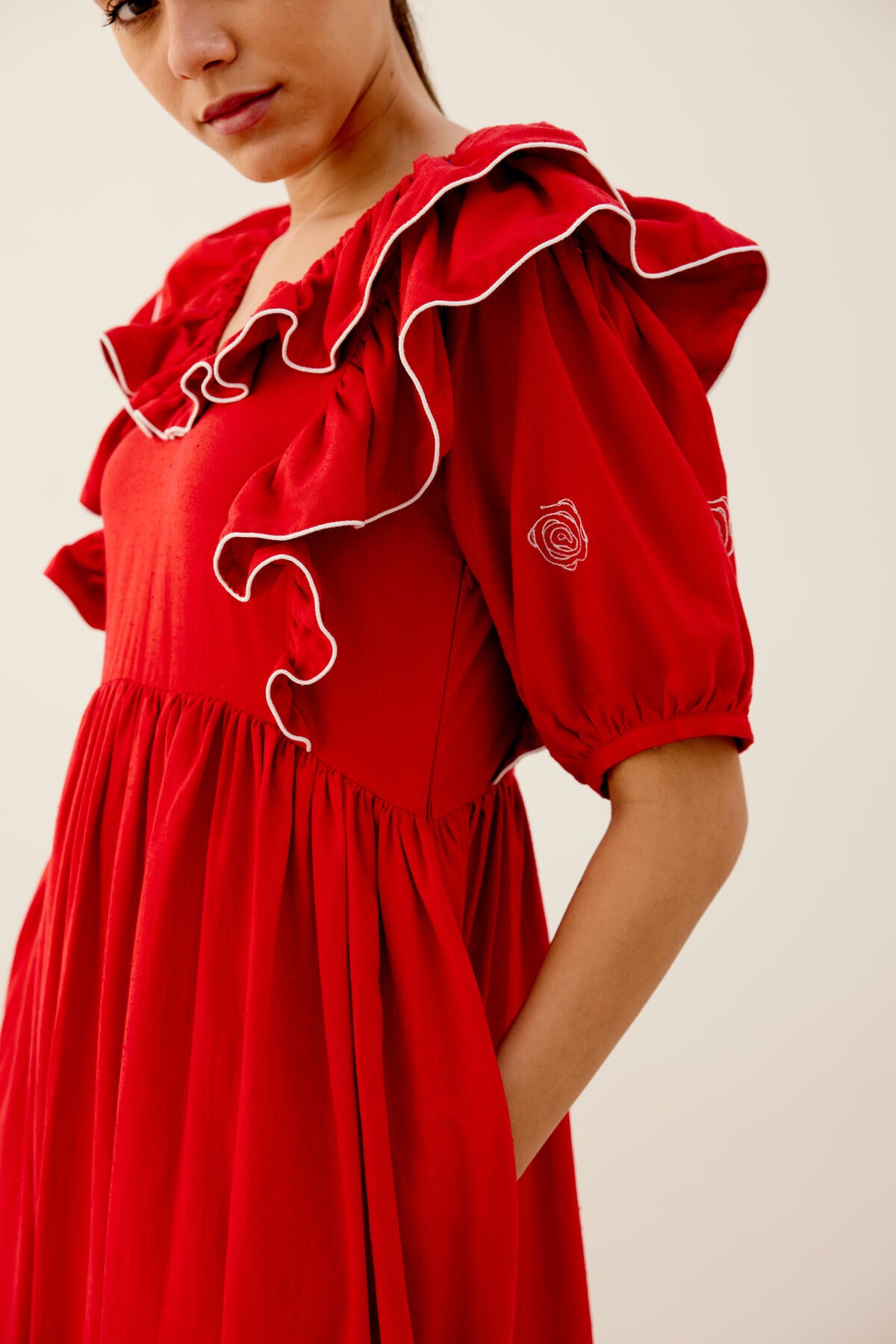 Wild Flower Hemp Dress - Red