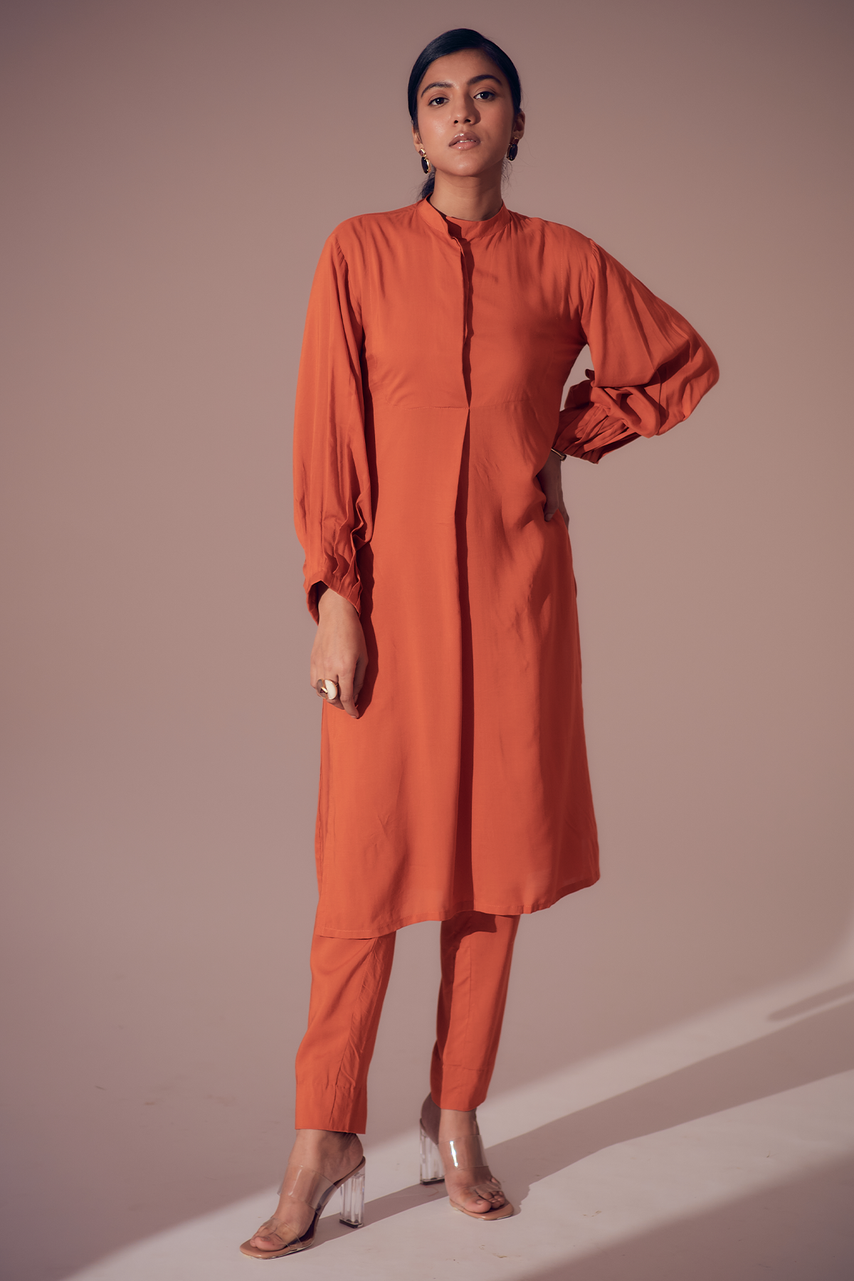 Anywhere Kurta Set - Sunset Orange