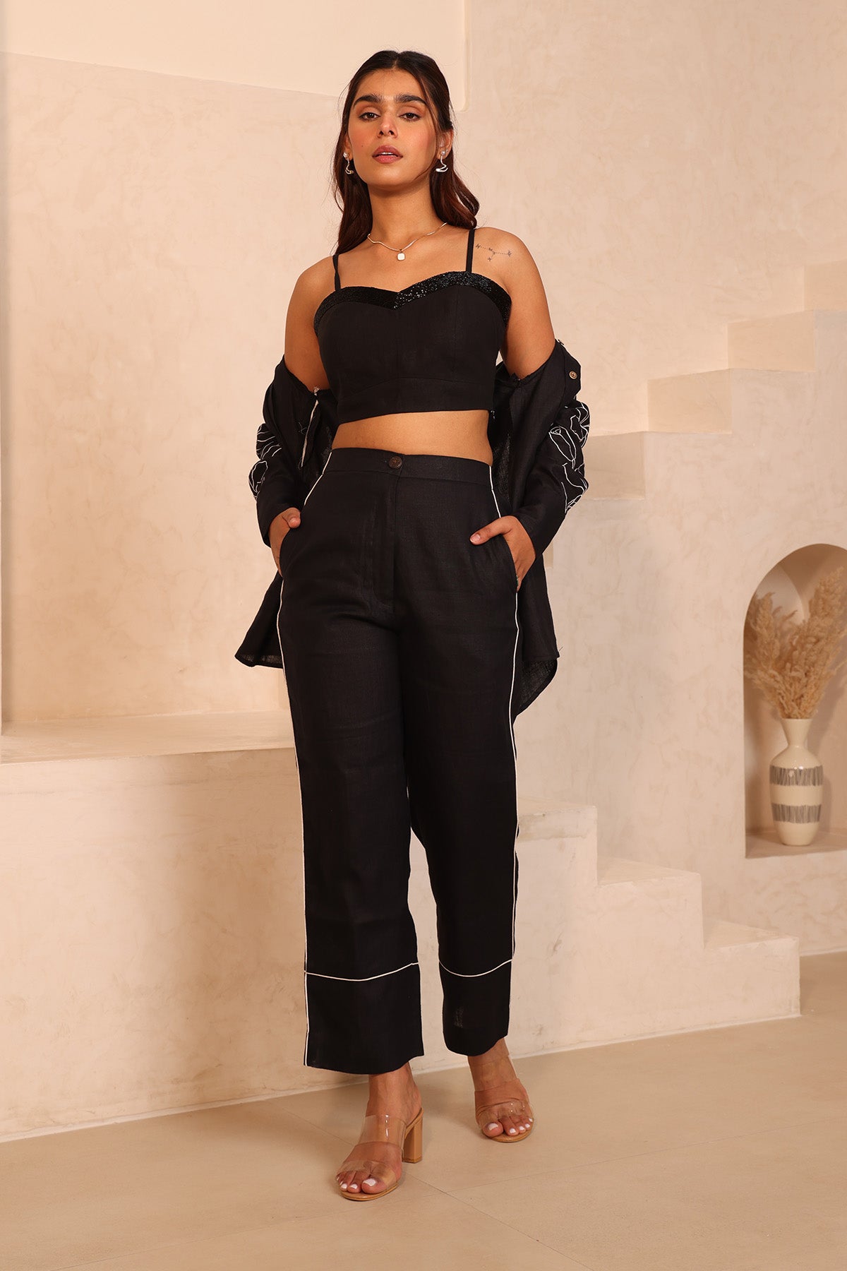 Stardust Co-ord Set - 100% Hemp Black