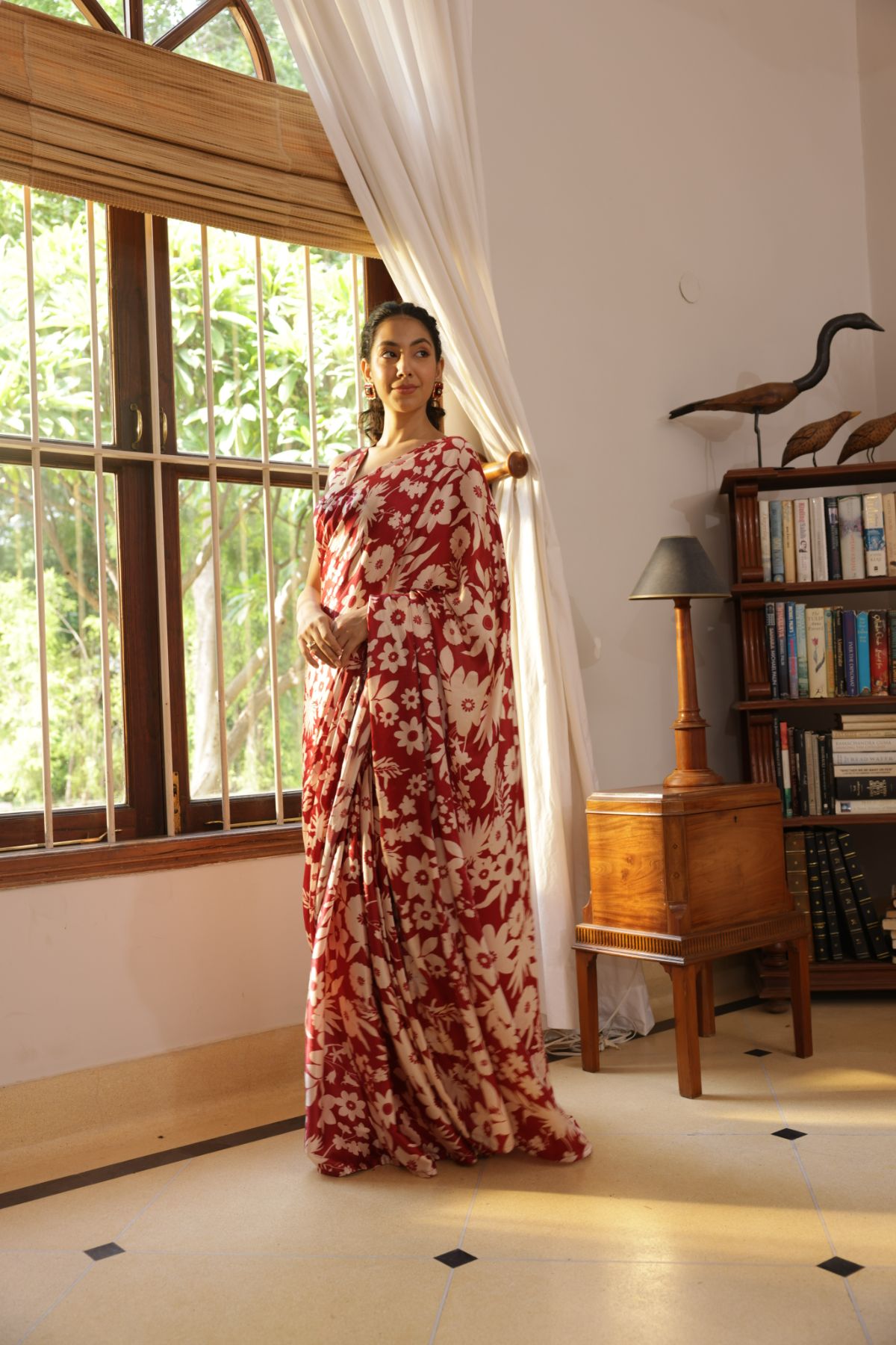 Rhythm Saree - Oasis Red Print