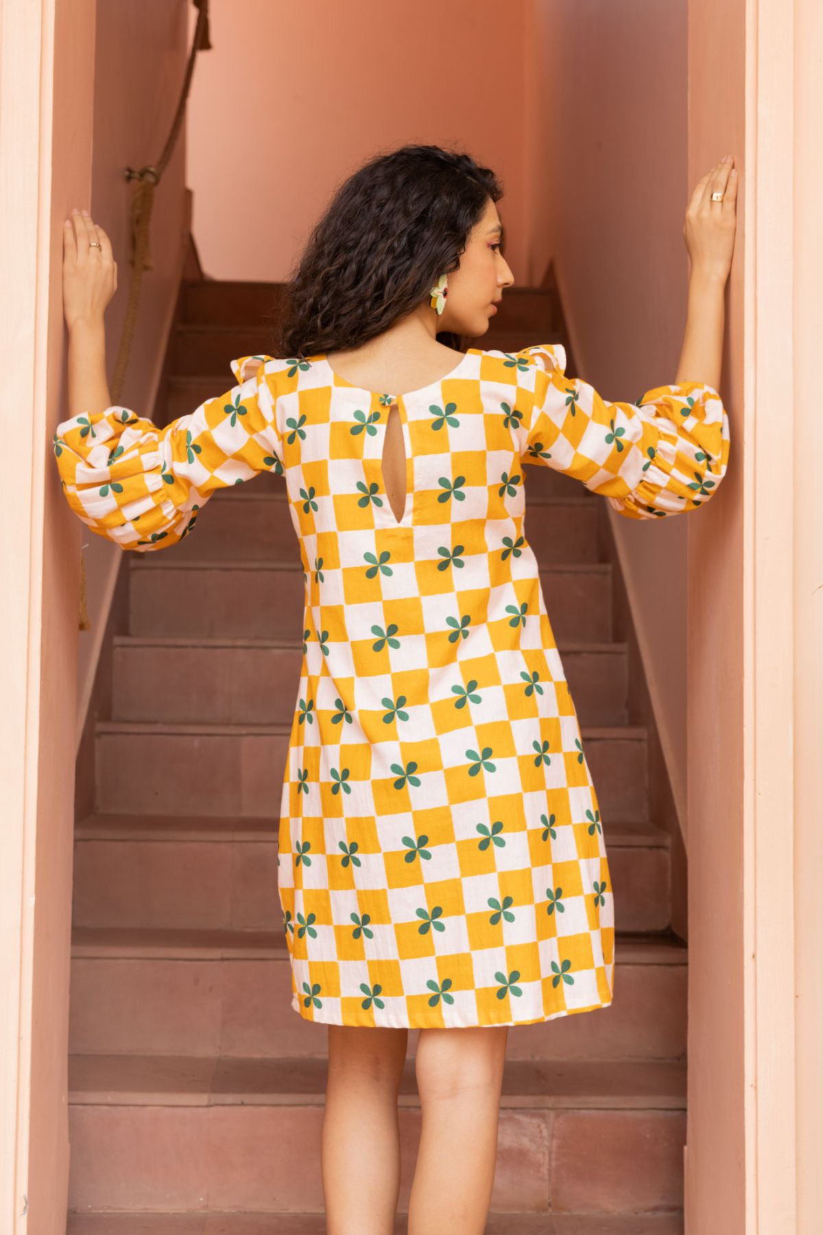 Whimsical Dress - Mustard Checks