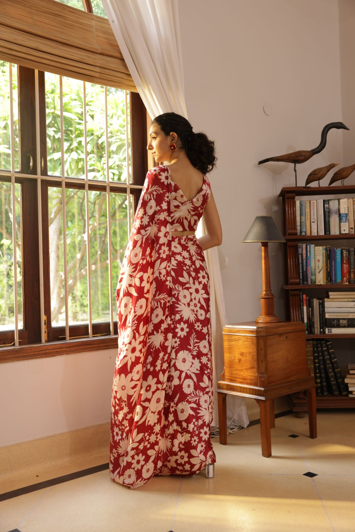 Rhythm Saree - Oasis Red Print