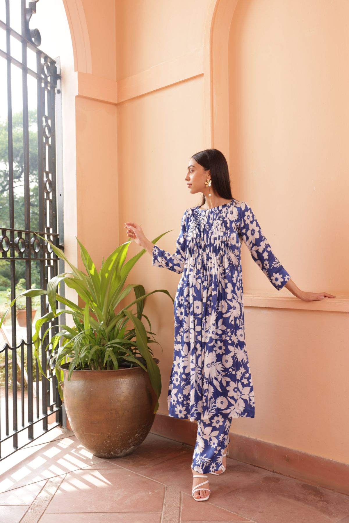 Flamingo Kurta - Oasis Blue Print