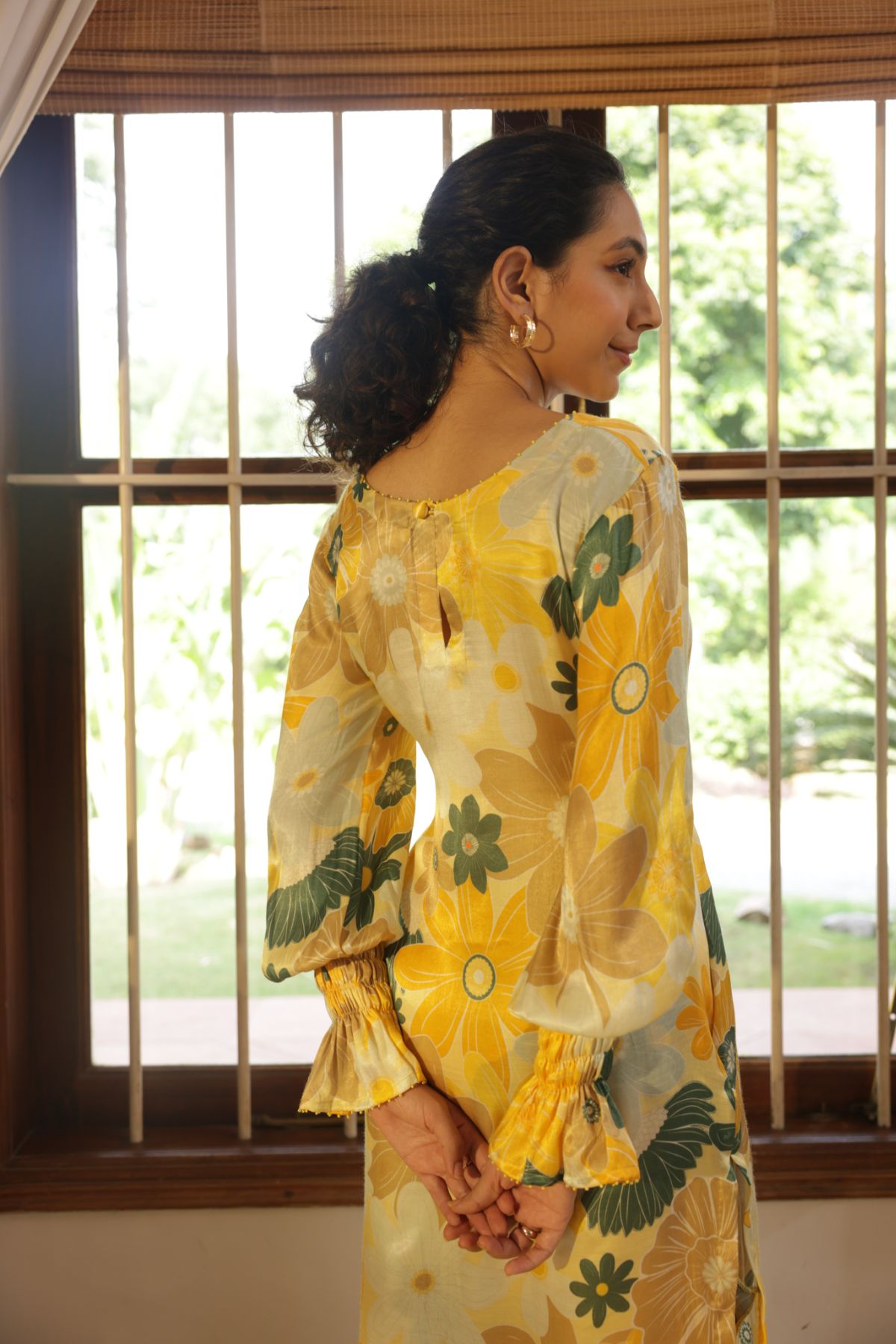 Plum Kurta - Mosaic Yellow Print