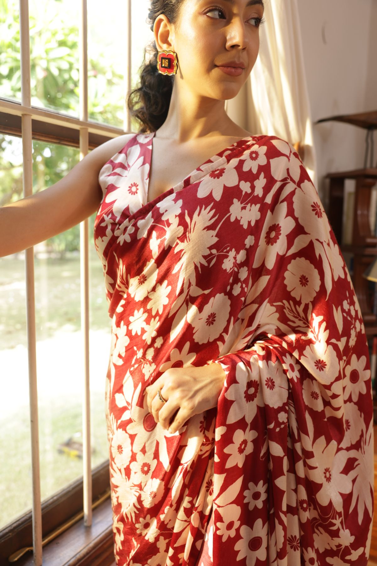 Rhythm Saree - Oasis Red Print