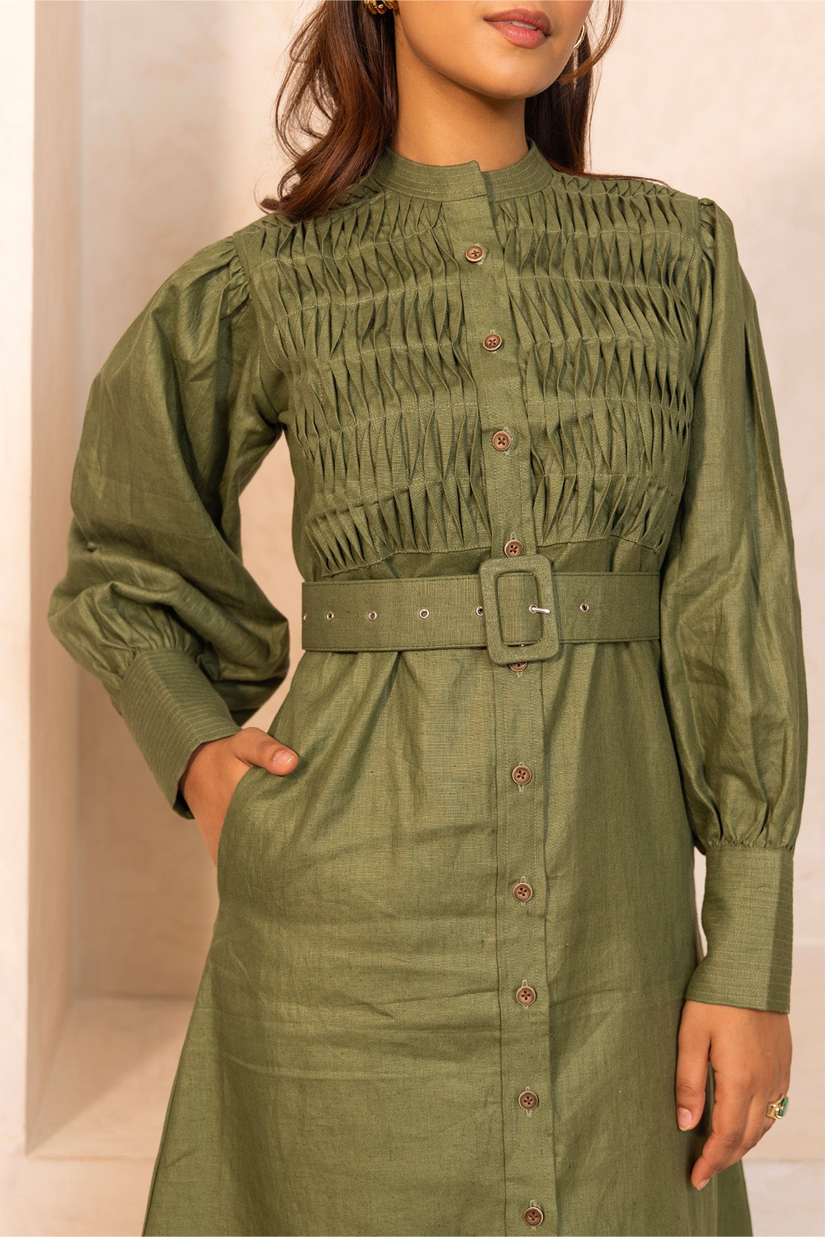 Groove Dress -  100% Hemp Olive