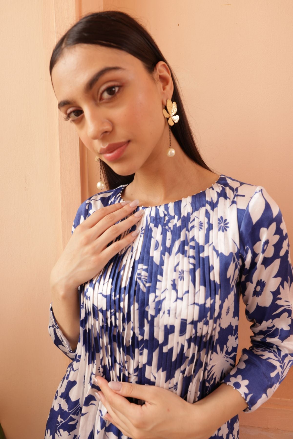 Flamingo Kurta - Oasis Blue Print