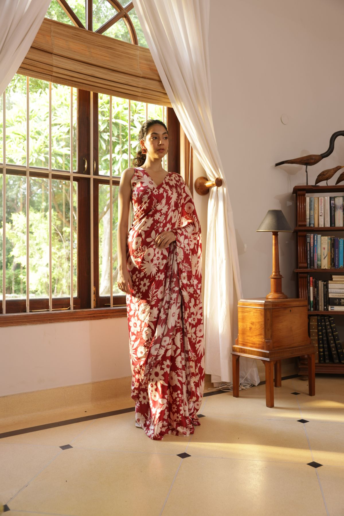 Rhythm Saree - Oasis Red Print