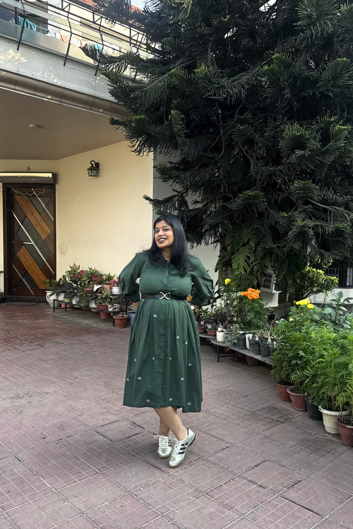 Sonal X Mangrove Dress - Basil Green