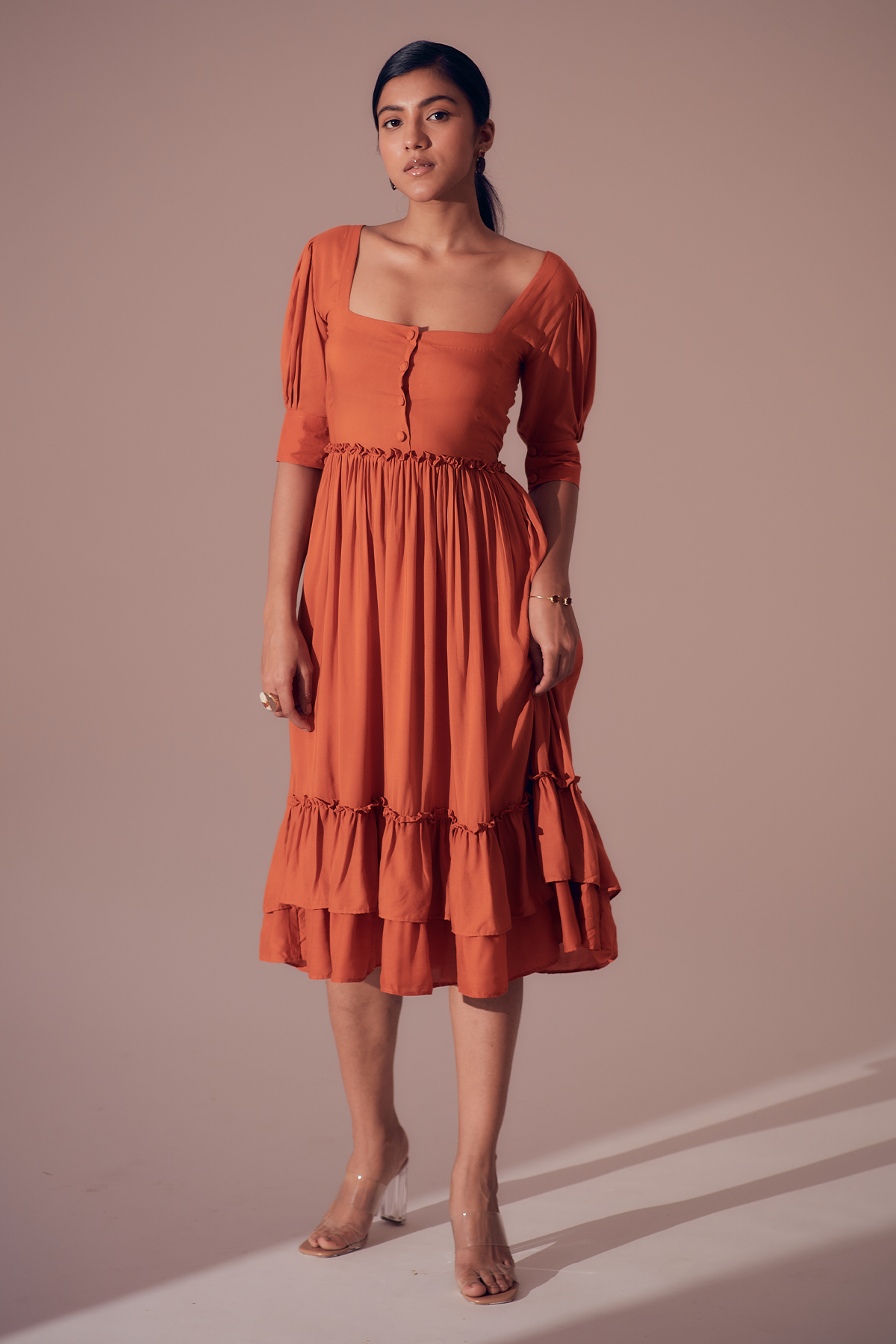 Ibiza Flowy Dress - Sunset Orange