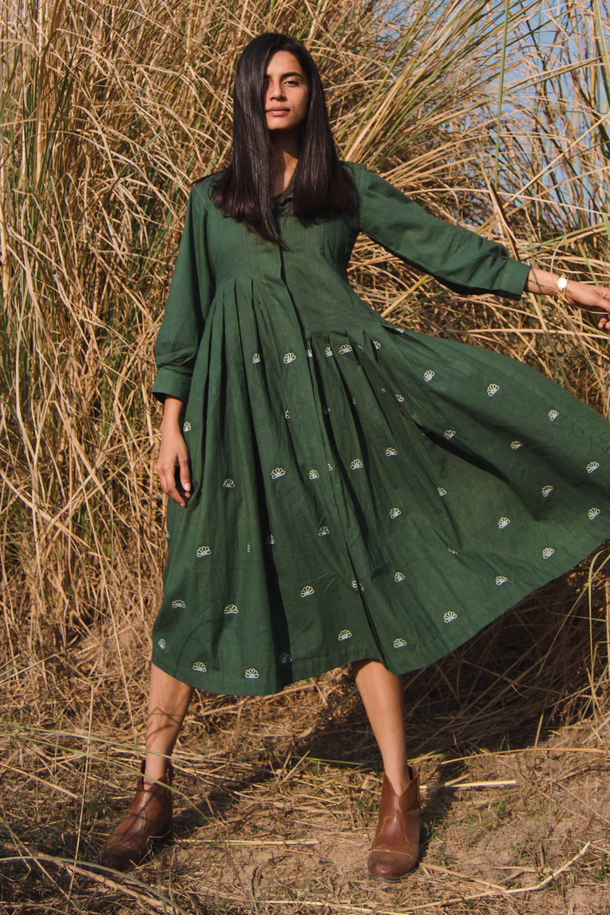 Mangrove Dress - Basil Green